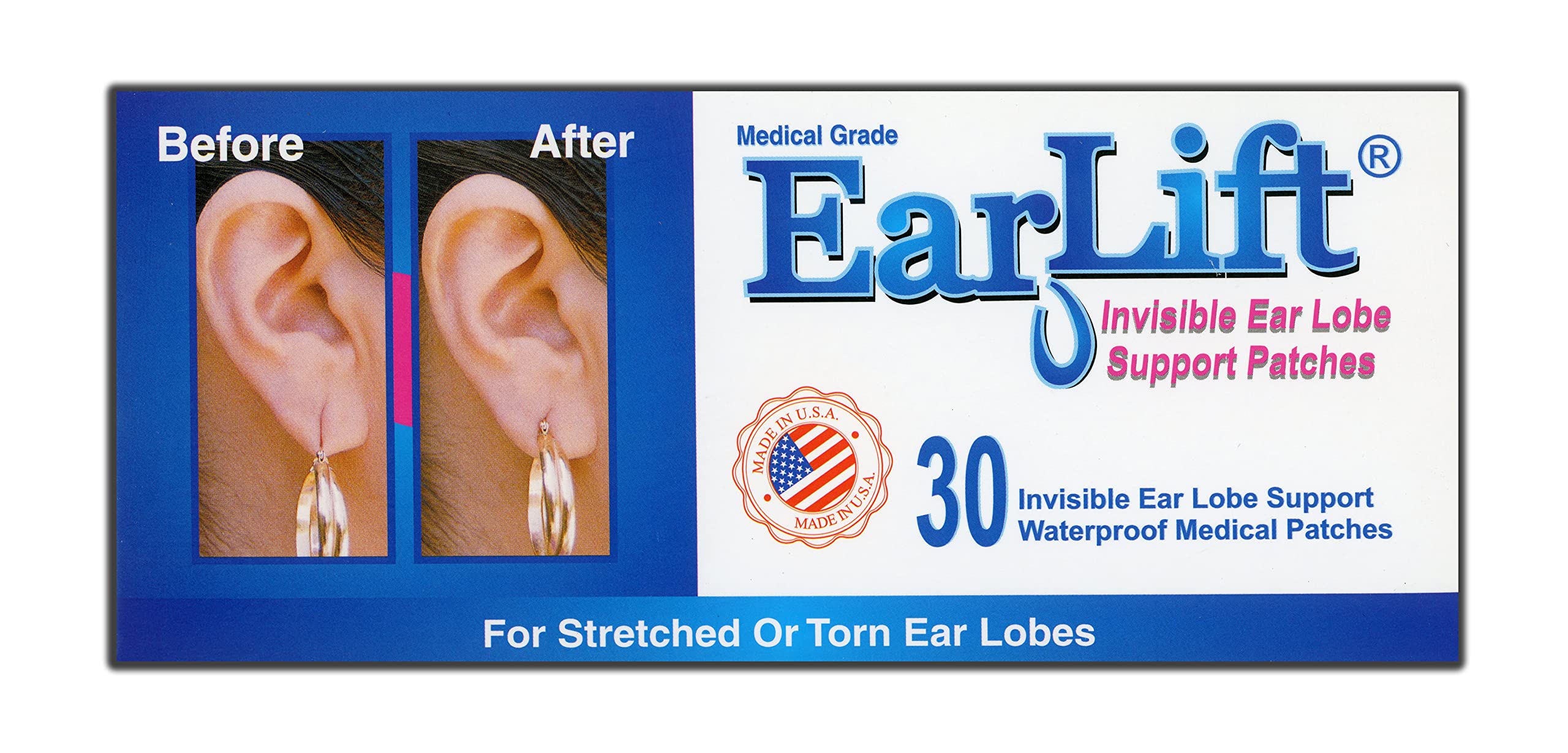 Earlift Invisible Ear Lobe Support Waterproof Medical Patches In Zip Lock  Pouch - Pack Of 30